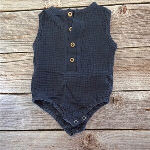 Navy Blue Sleeveless Kids One Piece
